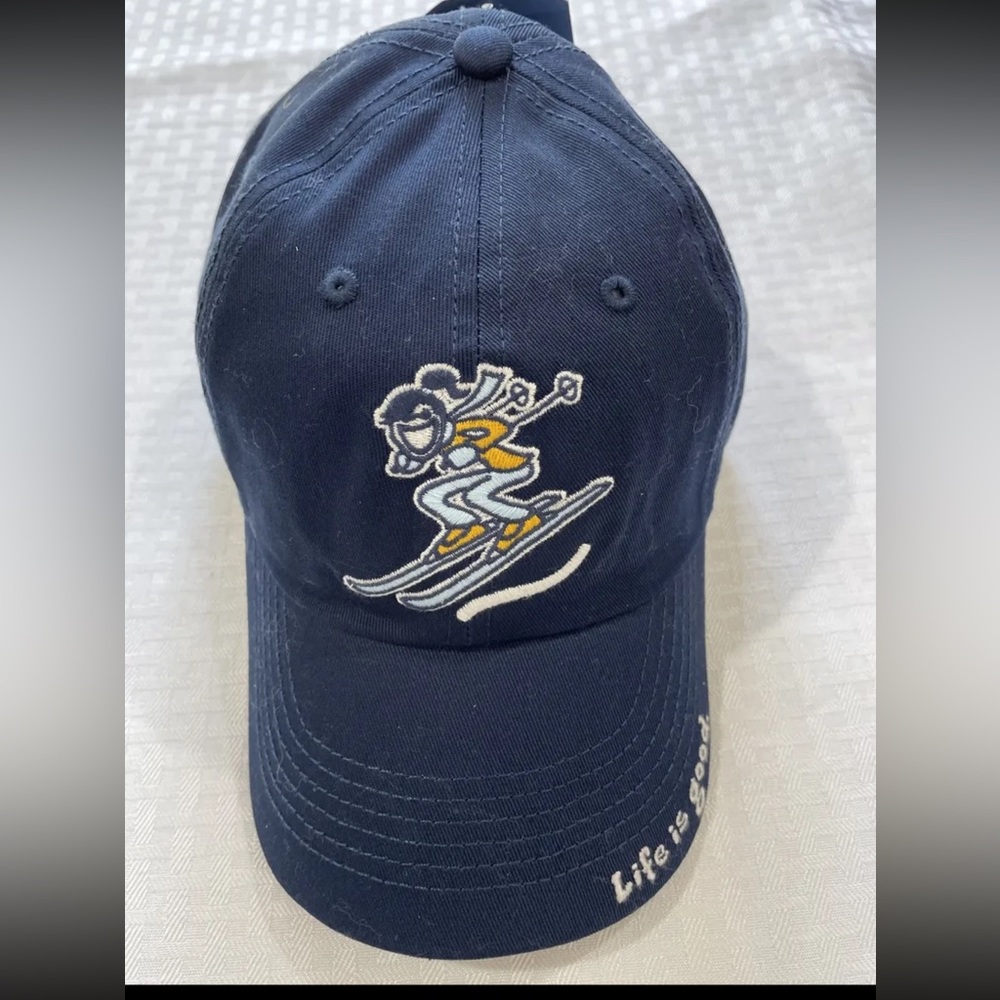 Life Is Good Baseball Hat Cap One Size Skiing Blue Adjustable women’s NWT